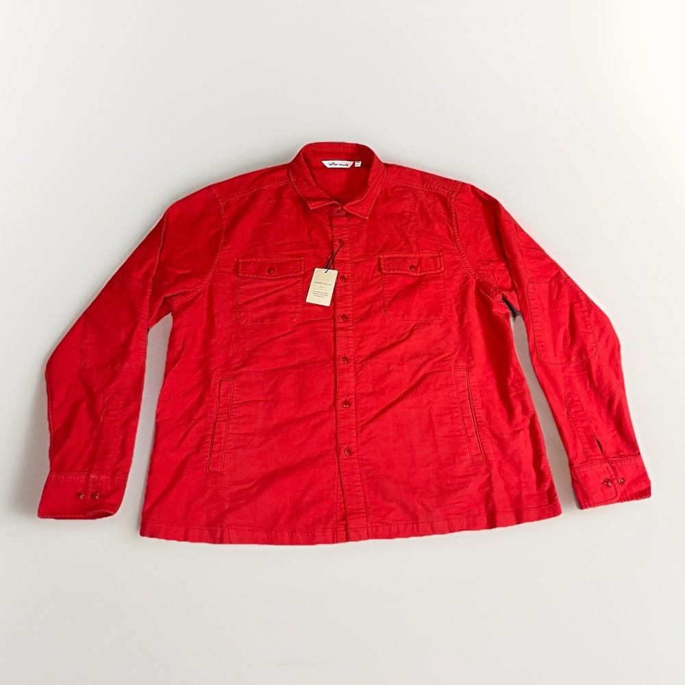 NEW MENS PETER MILLAR L/S APRES‎ SKI GARMENT DYED MOLESKIN SHIRT JACKET, XXL